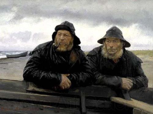 Michael Ancher Two Fishermen beside a Boat Spain oil painting art